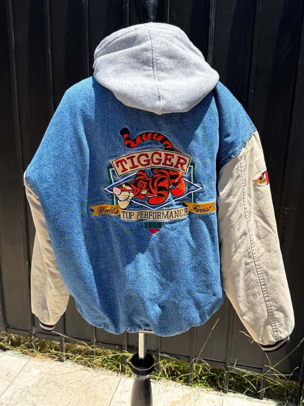 Vintage Disney Store Tigger Denim Varsity Jacket Men's Large